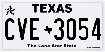 TX license plate CVE3054