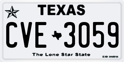 TX license plate CVE3059