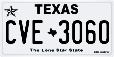 TX license plate CVE3060