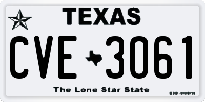 TX license plate CVE3061