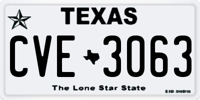 TX license plate CVE3063
