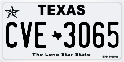 TX license plate CVE3065