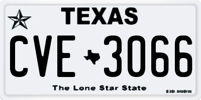 TX license plate CVE3066