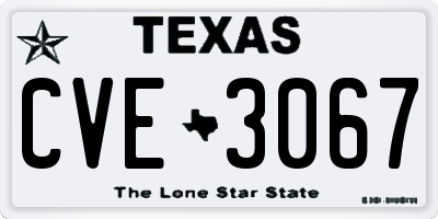 TX license plate CVE3067