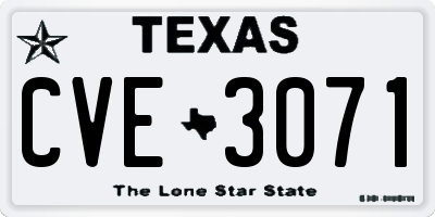 TX license plate CVE3071