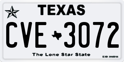 TX license plate CVE3072