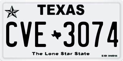 TX license plate CVE3074