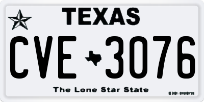 TX license plate CVE3076