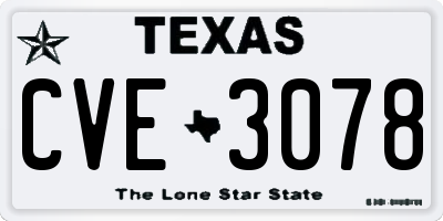 TX license plate CVE3078