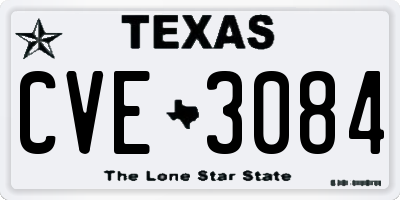 TX license plate CVE3084