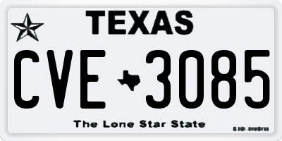 TX license plate CVE3085
