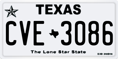 TX license plate CVE3086