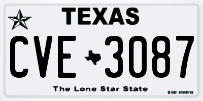 TX license plate CVE3087