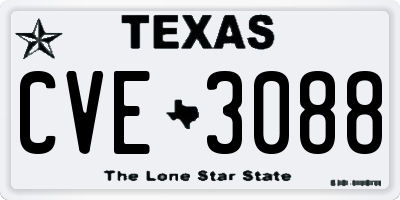 TX license plate CVE3088