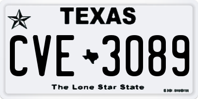 TX license plate CVE3089