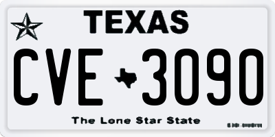 TX license plate CVE3090