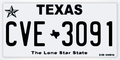 TX license plate CVE3091