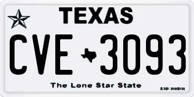 TX license plate CVE3093