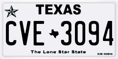 TX license plate CVE3094