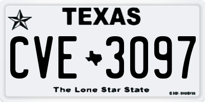 TX license plate CVE3097