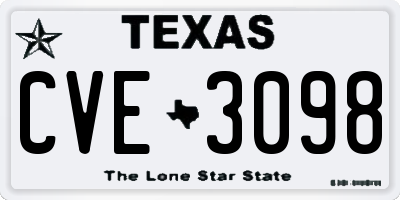 TX license plate CVE3098
