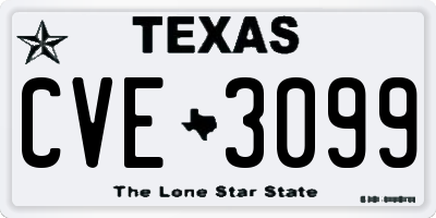 TX license plate CVE3099