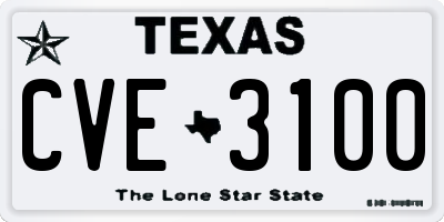 TX license plate CVE3100
