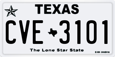 TX license plate CVE3101