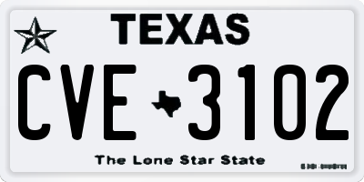 TX license plate CVE3102