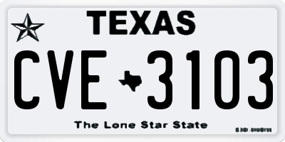TX license plate CVE3103