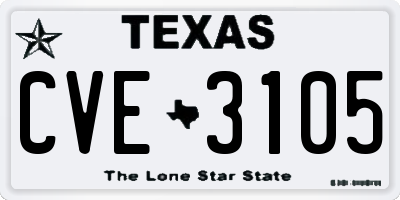 TX license plate CVE3105