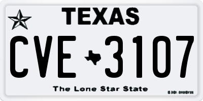 TX license plate CVE3107