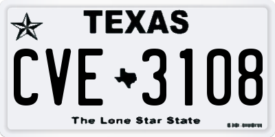 TX license plate CVE3108