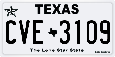 TX license plate CVE3109