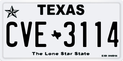 TX license plate CVE3114