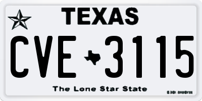 TX license plate CVE3115