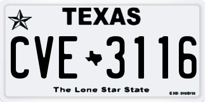 TX license plate CVE3116