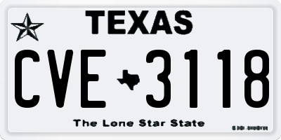 TX license plate CVE3118