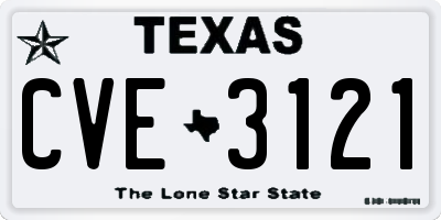 TX license plate CVE3121