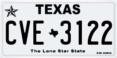 TX license plate CVE3122