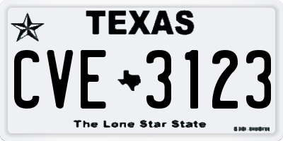 TX license plate CVE3123