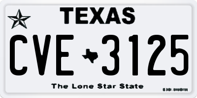 TX license plate CVE3125