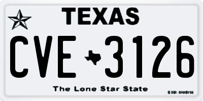 TX license plate CVE3126