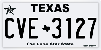 TX license plate CVE3127