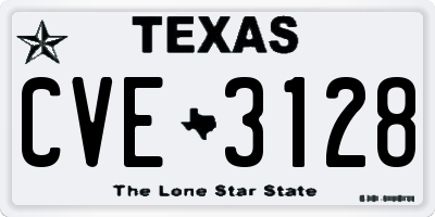 TX license plate CVE3128
