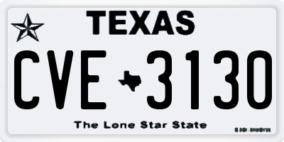 TX license plate CVE3130