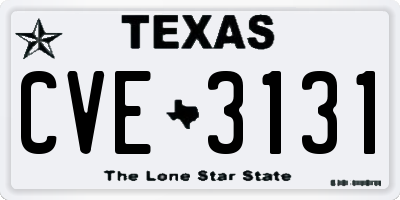 TX license plate CVE3131