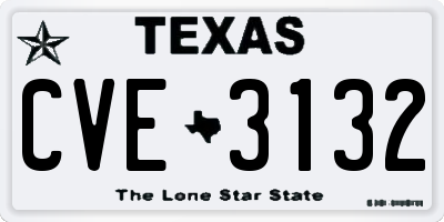 TX license plate CVE3132