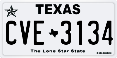 TX license plate CVE3134