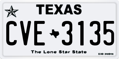 TX license plate CVE3135
